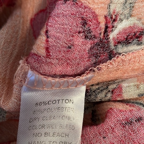 Umgee Boho Floral Dress Peach Gauze Swing Dress Size Medium - Picture 6 of 8